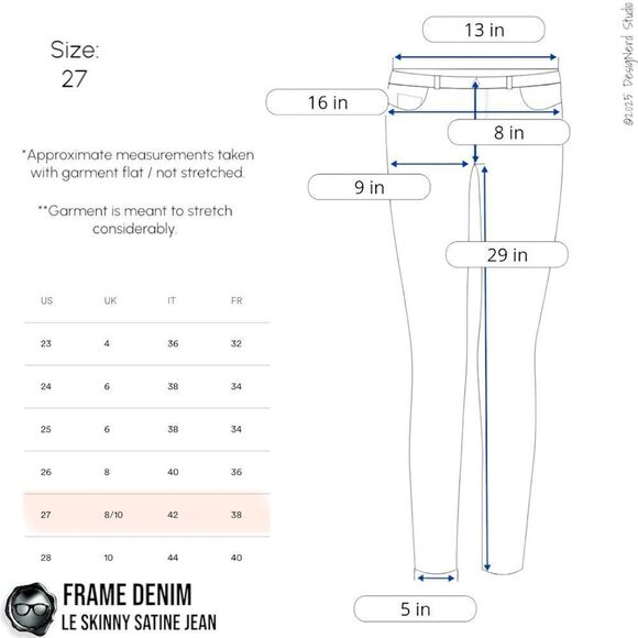 FRAME DENIM LE SKINNY SATINE DESTROYED JEANS IN GREY’S INN DARK GREY SIZE 27 - Picture 10 of 13